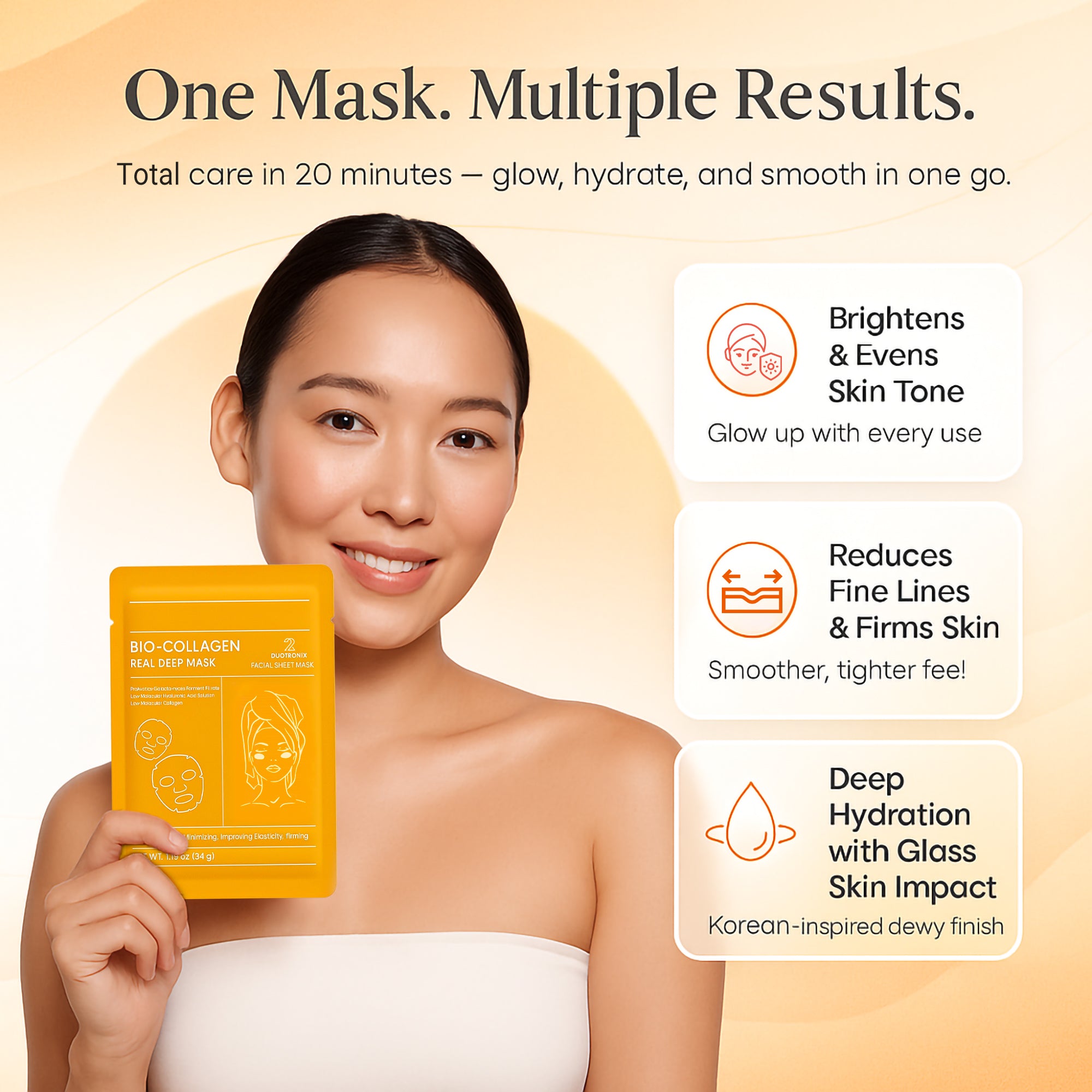 Duotronix Bio Collagen Overnight Korean Glass Skin Hydrogel Face Mask | For Deep Hydration, Pigmentation, Anti-Aging & Pore Minimizing | Hyaluronic Acid, Niacinamide, Vitamin E & Centella