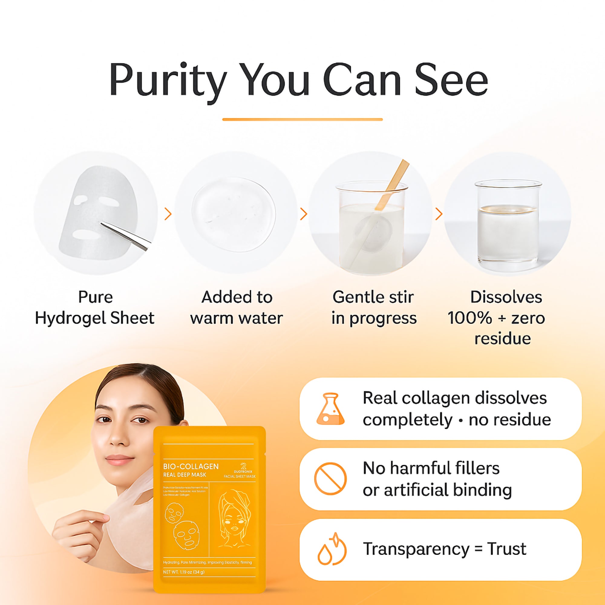 Duotronix Bio Collagen Overnight Korean Glass Skin Hydrogel Face Mask | For Deep Hydration, Pigmentation, Anti-Aging & Pore Minimizing | Hyaluronic Acid, Niacinamide, Vitamin E & Centella