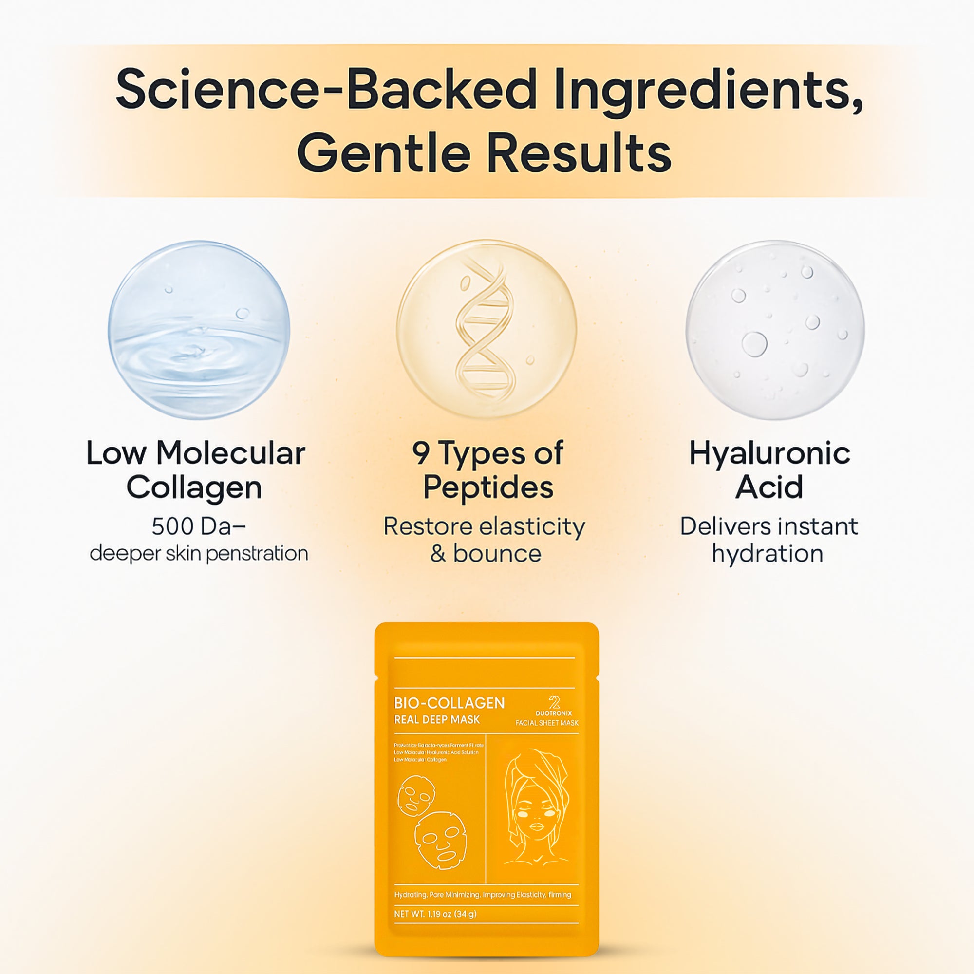Duotronix Bio Collagen Overnight Korean Glass Skin Hydrogel Face Mask | For Deep Hydration, Pigmentation, Anti-Aging & Pore Minimizing | Hyaluronic Acid, Niacinamide, Vitamin E & Centella